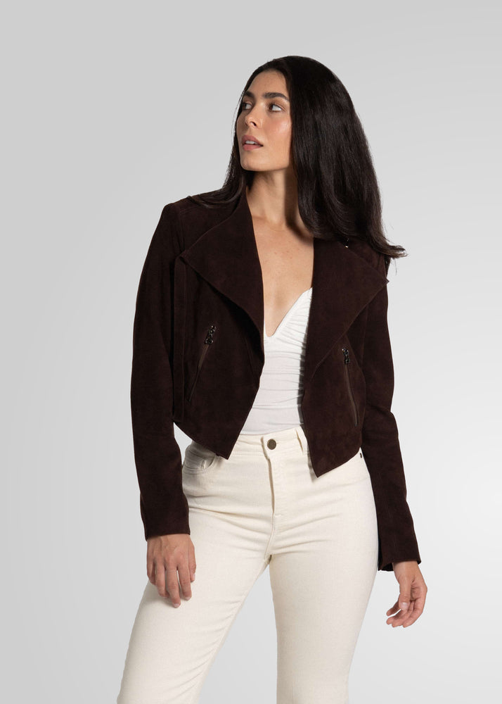 ADRIANA- CROPPED ASYMMETRICAL SUEDE JACKET