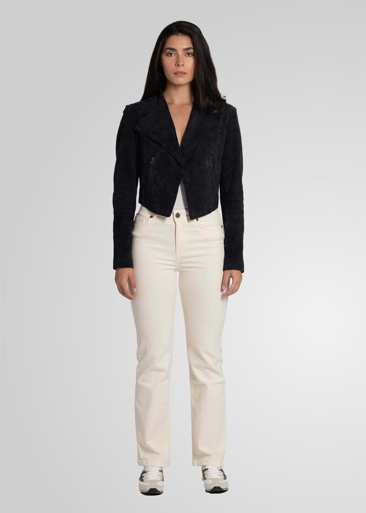 ADRIANA- CROPPED ASYMMETRICAL SUEDE JACKET