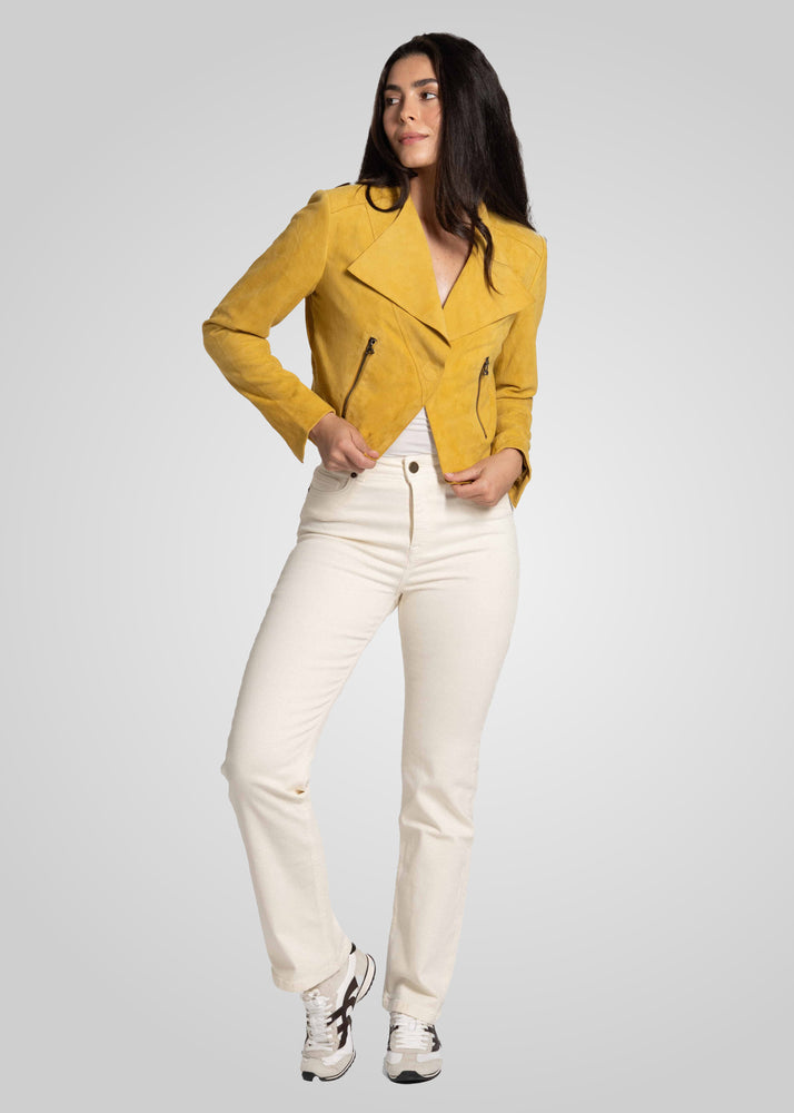 ADRIANA- CROPPED ASYMMETRICAL SUEDE JACKET