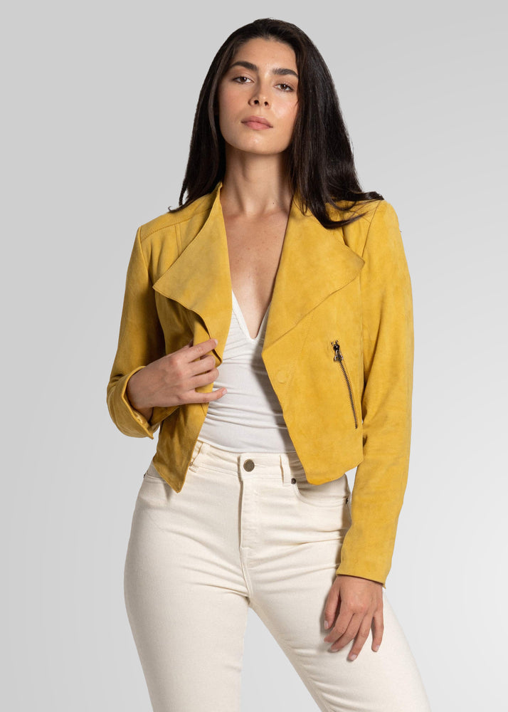 ADRIANA- CROPPED ASYMMETRICAL SUEDE JACKET
