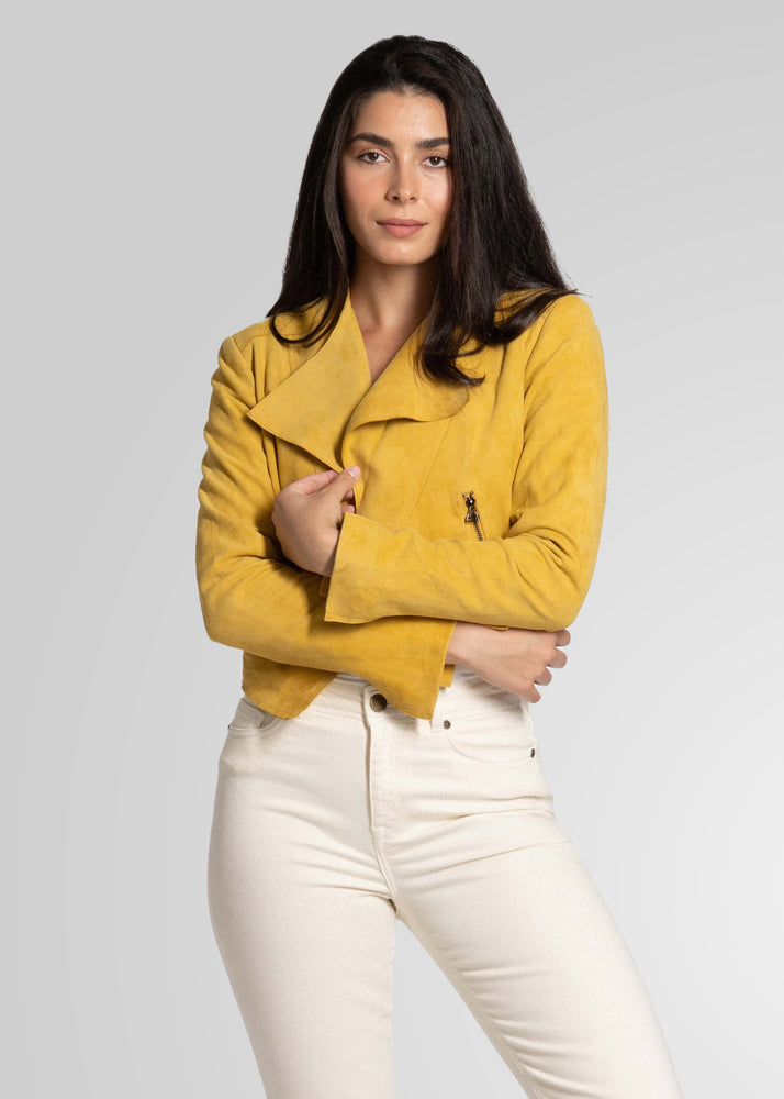 ADRIANA- CROPPED ASYMMETRICAL SUEDE JACKET