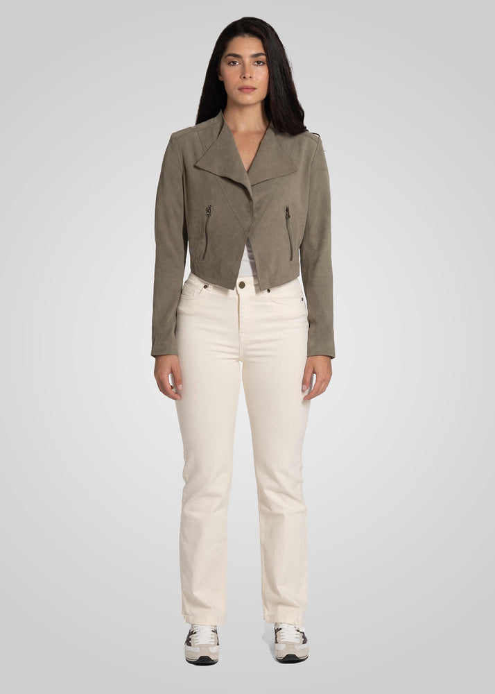 ADRIANA- CROPPED ASYMMETRICAL SUEDE JACKET