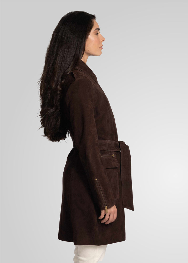 EVI -  KNEE LENGTH SUEDE TRENCH