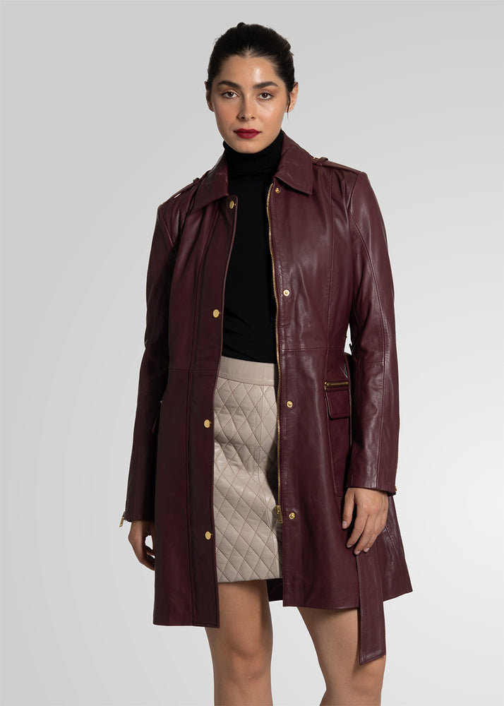 EVI - KNEE LENGTH LEATHER TRENCH