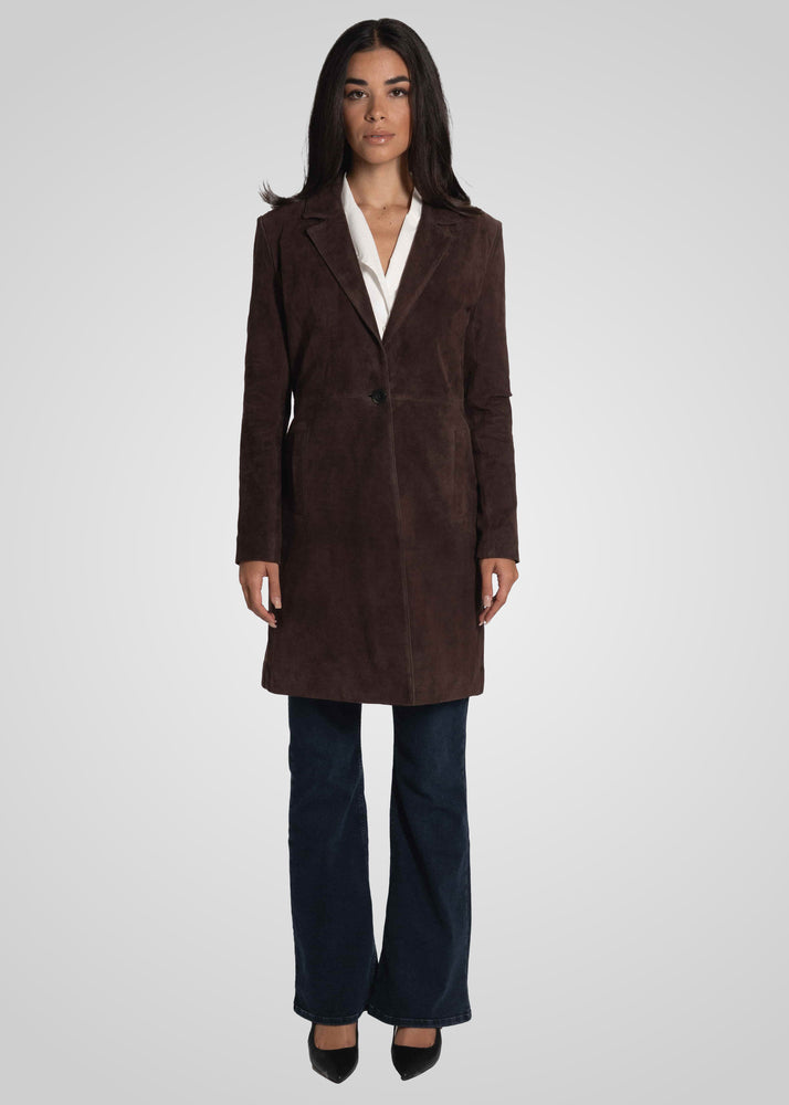 MELINDA - OVERSIZE KNEE LENGTH SUEDE BLAZER