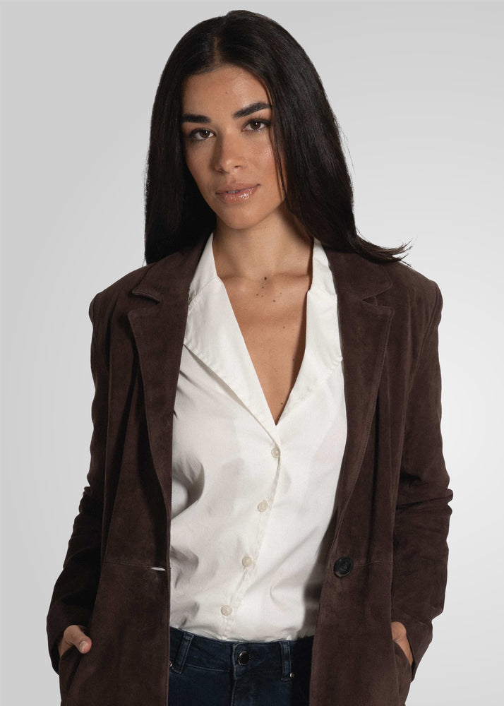 MELINDA - OVERSIZE KNEE LENGTH SUEDE BLAZER