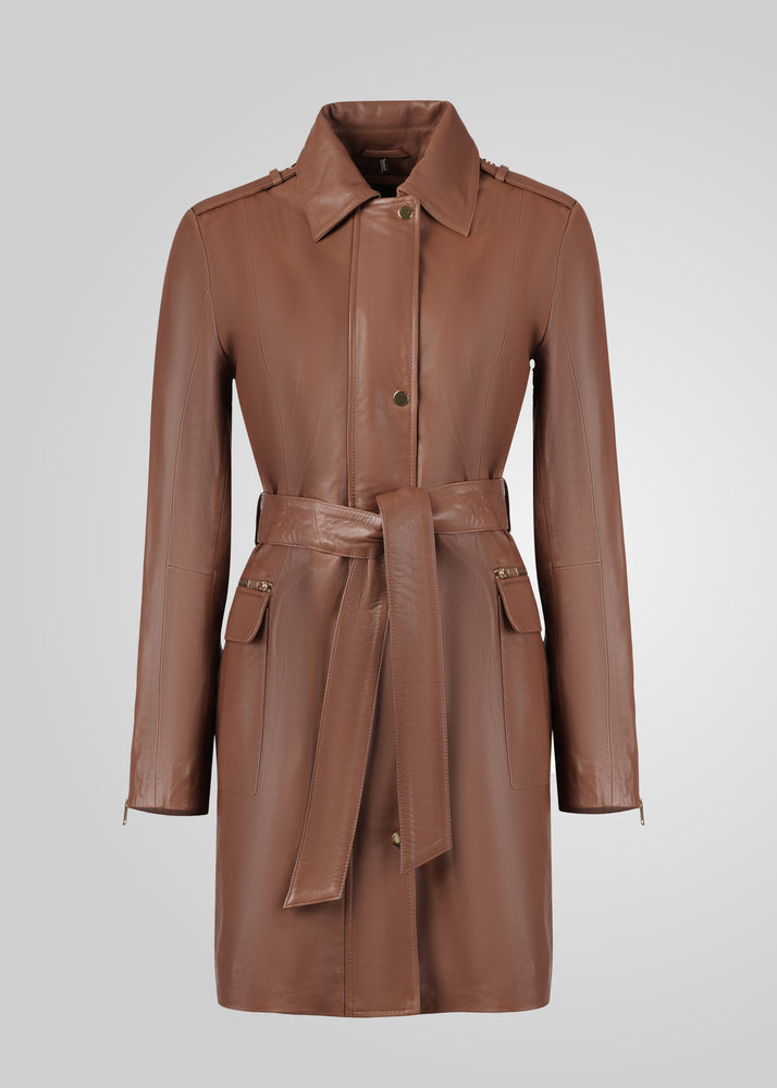 EVI - KNEE LENGTH LEATHER TRENCH