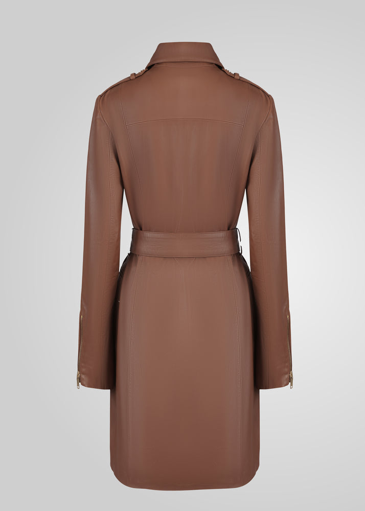 EVI - KNEE LENGTH LEATHER TRENCH