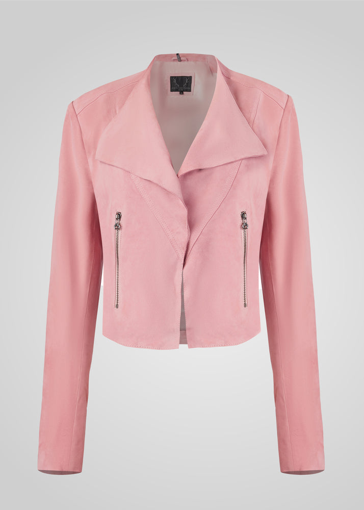 ADRIANA- CROPPED ASYMMETRICAL SUEDE JACKET