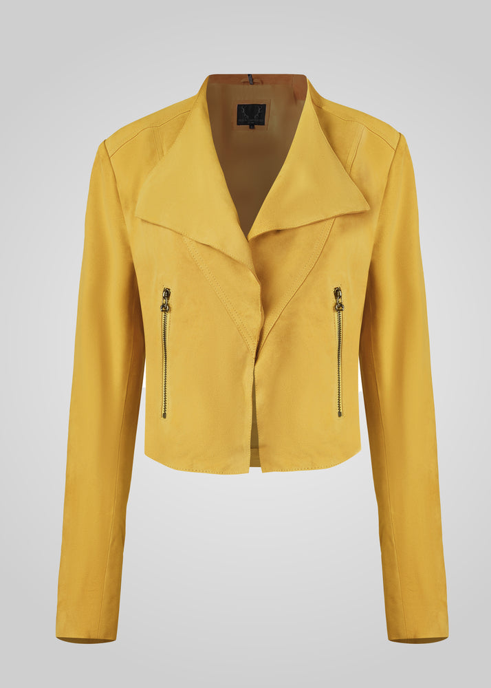 ADRIANA- CROPPED ASYMMETRICAL SUEDE JACKET