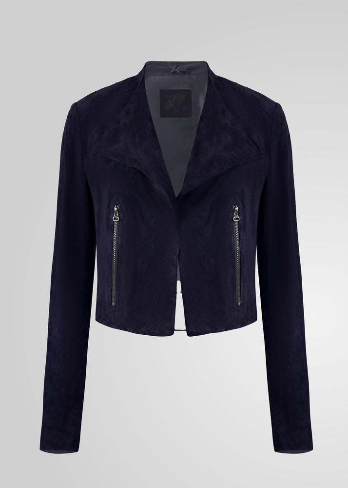 ADRIANA- CROPPED ASYMMETRICAL SUEDE JACKET