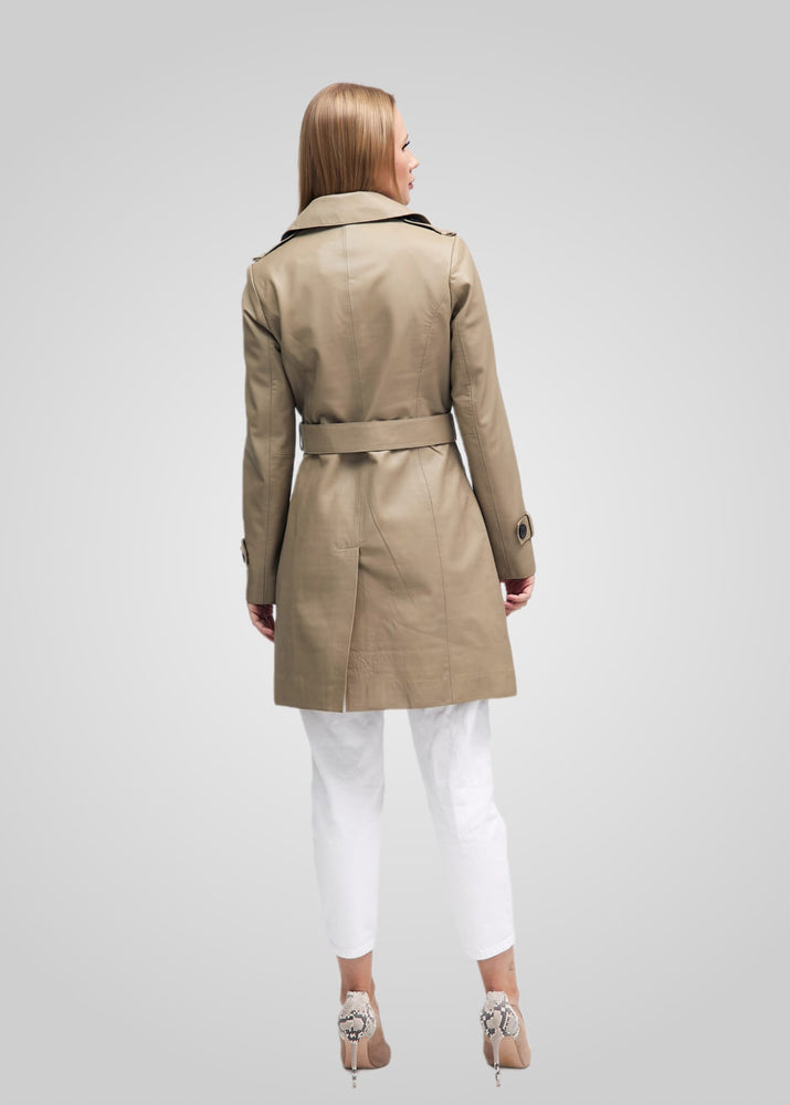 LAURE- KNEE LENGTH LEATHER TRENCH