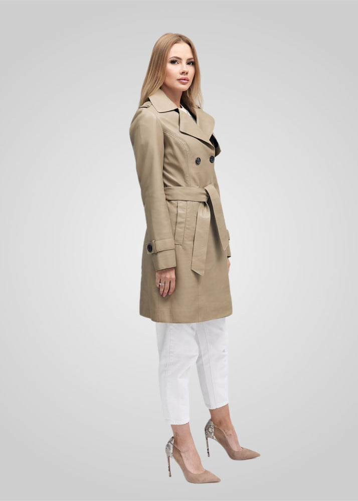 LAURE- KNEE LENGTH LEATHER TRENCH