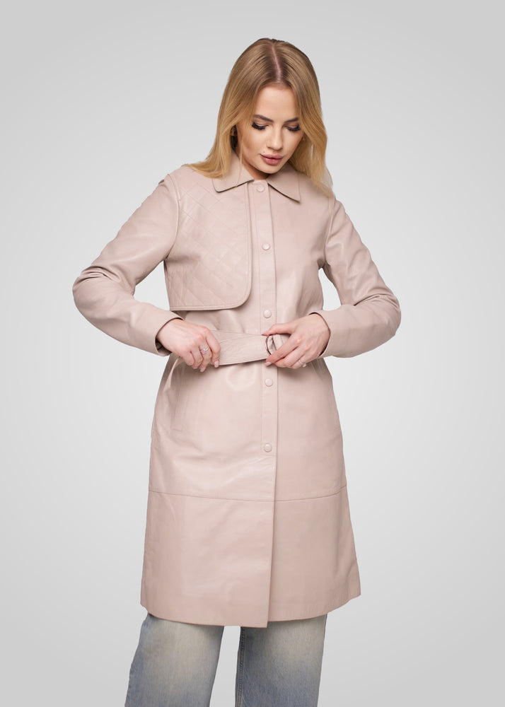 ATHEN- KNEE LENGTH LEATHER TRENCH