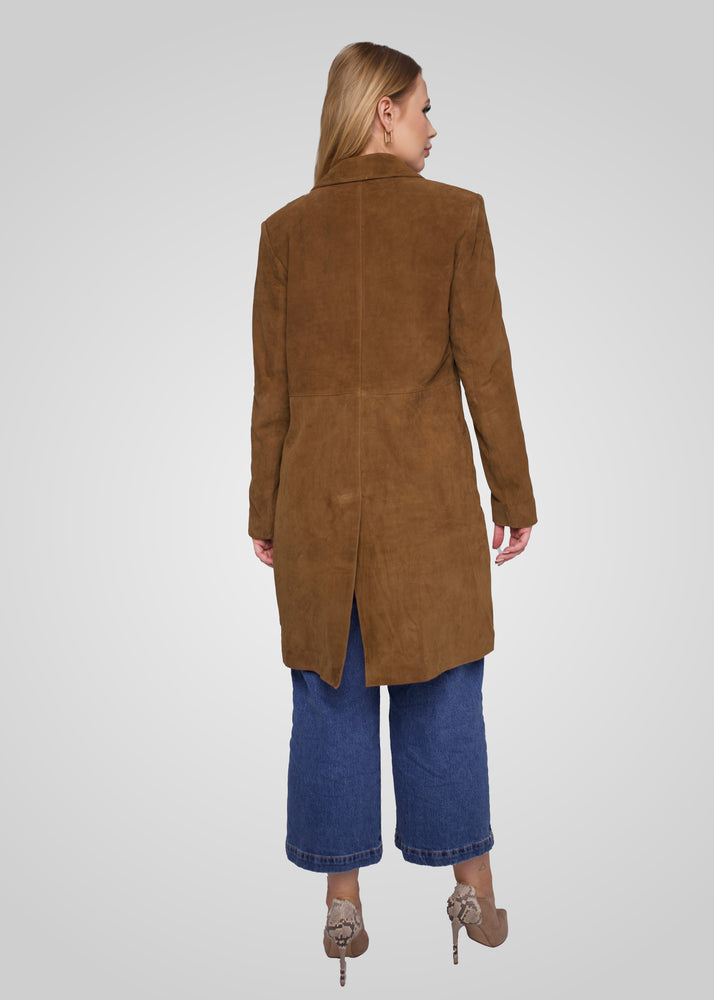 MELINDA - OVERSIZE KNEE LENGTH SUEDE BLAZER