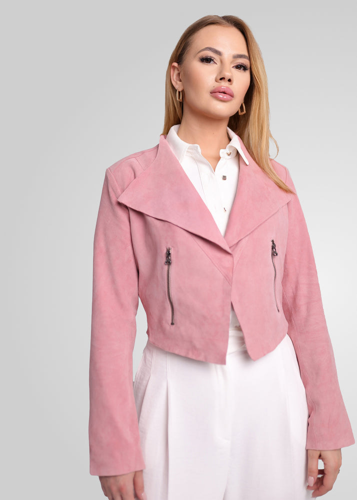 ADRIANA- CROPPED ASYMMETRICAL SUEDE JACKET