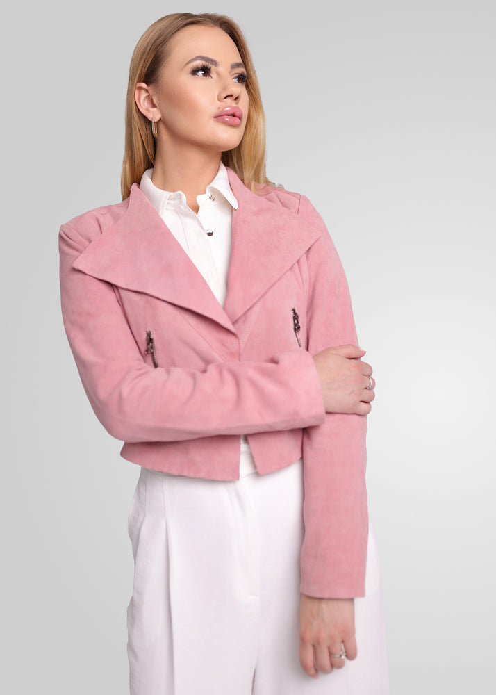 ADRIANA- CROPPED ASYMMETRICAL SUEDE JACKET