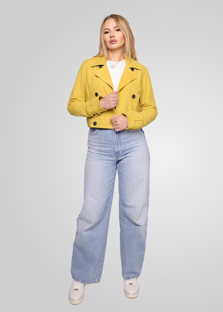 MILLIE - CROPPED DOUBLE BREASTED SUEDE JACKET