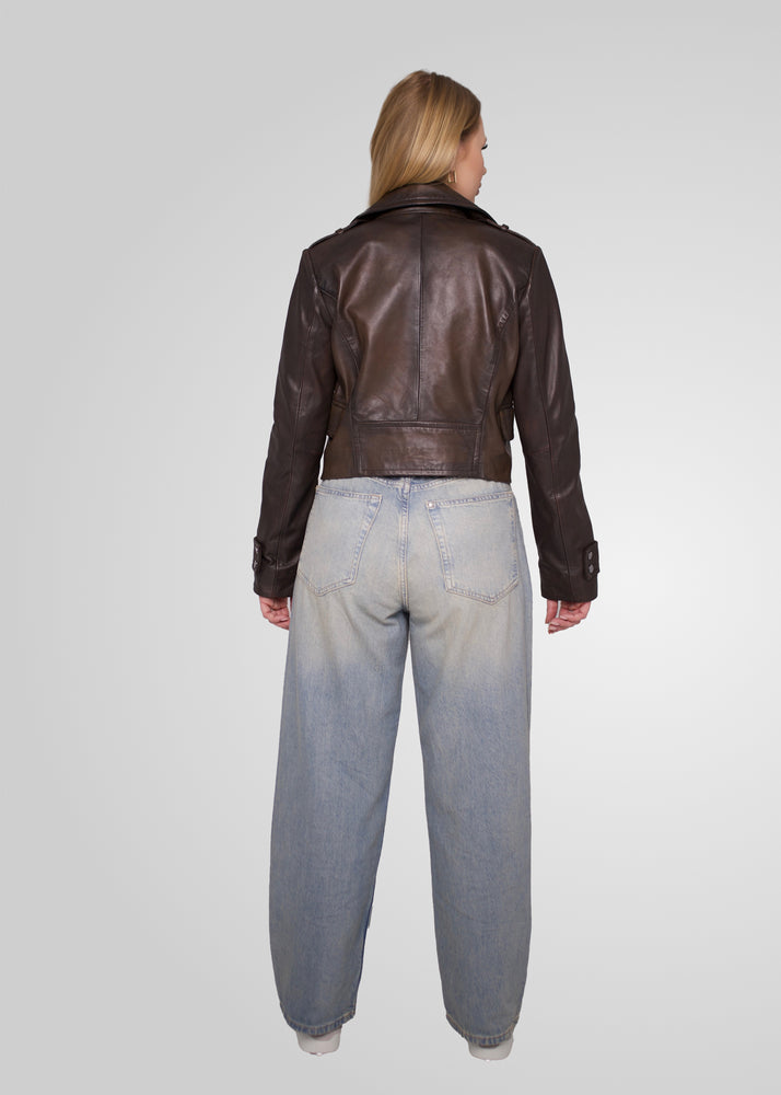 MILLIE - CROPPED DOUBLE BREASTED LEATHER JACKET