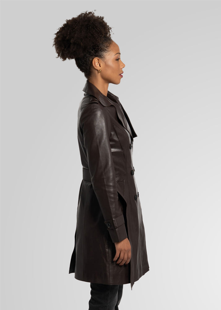LAURE- KNEE LENGTH LEATHER TRENCH