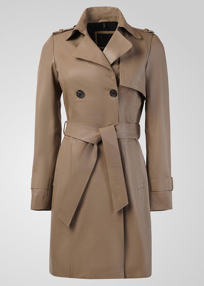 LAURE- KNEE LENGTH LEATHER TRENCH