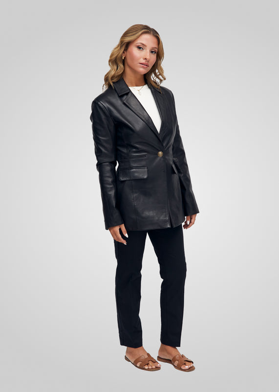 MARTINA- SINGLE BREASTED LEATHER BLAZER