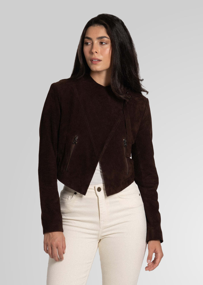 ADRIANA- CROPPED ASYMMETRICAL SUEDE JACKET