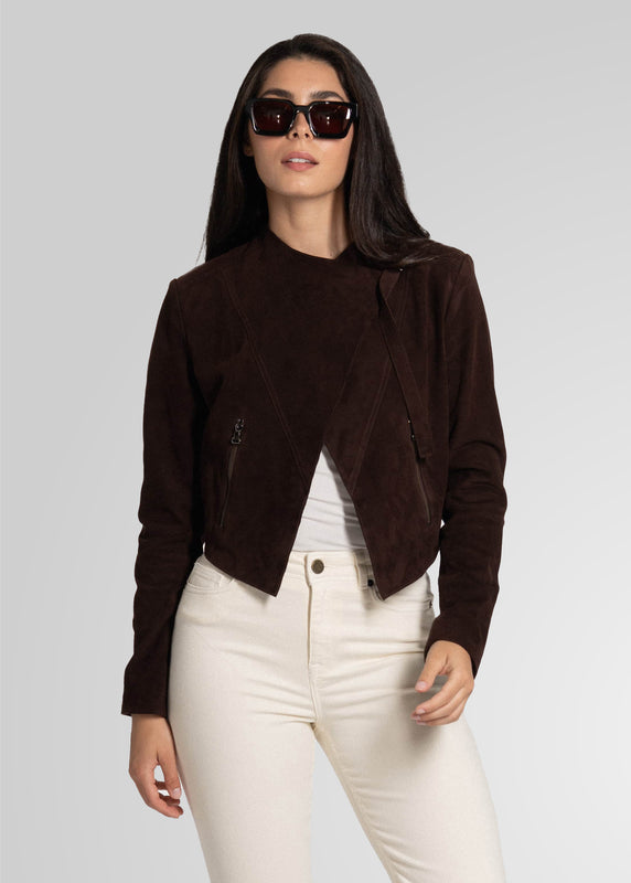 ADRIANA- CROPPED ASYMMETRICAL SUEDE JACKET
