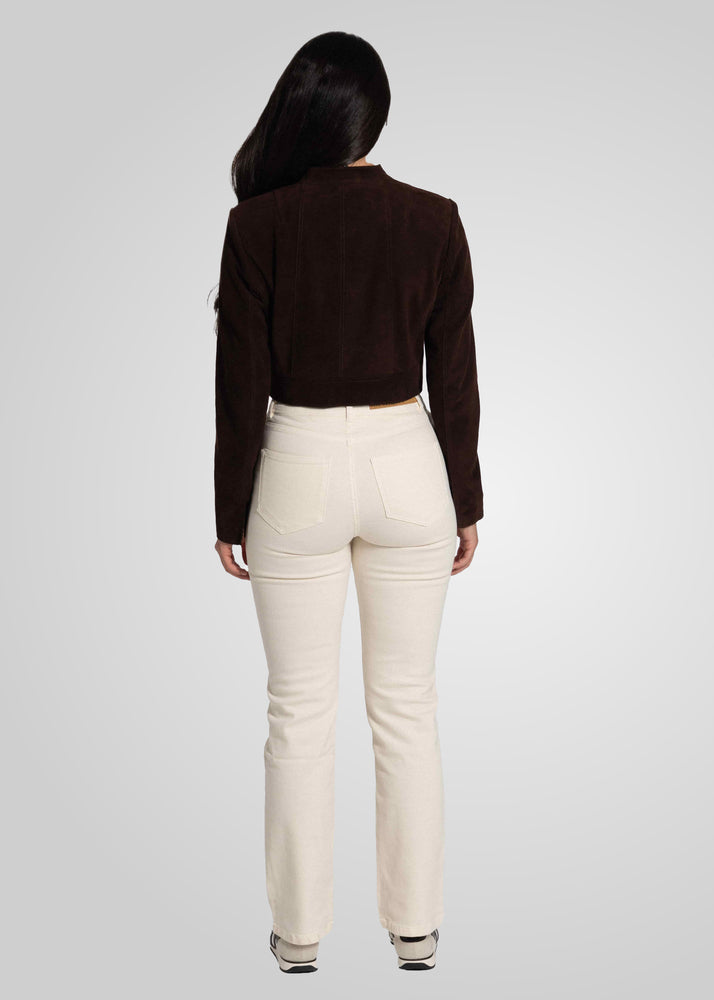 ADRIANA- CROPPED ASYMMETRICAL SUEDE JACKET