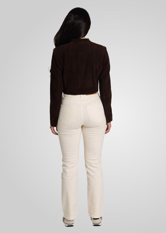 ADRIANA- CROPPED ASYMMETRICAL SUEDE JACKET