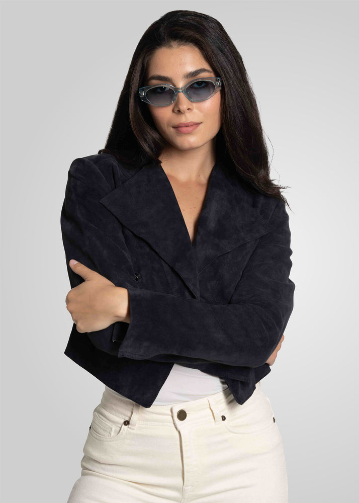 ADRIANA- CROPPED ASYMMETRICAL SUEDE JACKET