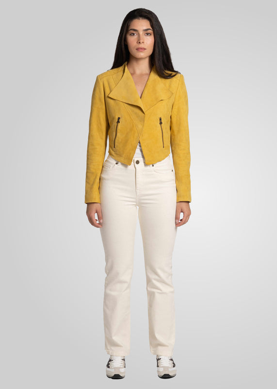 ADRIANA- CROPPED ASYMMETRICAL SUEDE JACKET