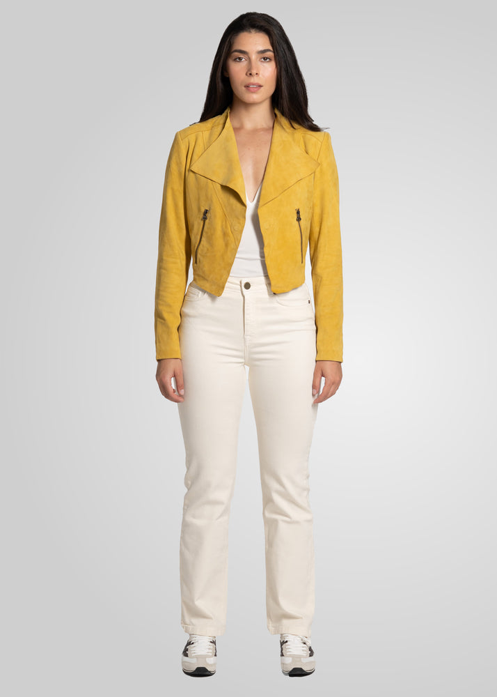 ADRIANA- CROPPED ASYMMETRICAL SUEDE JACKET