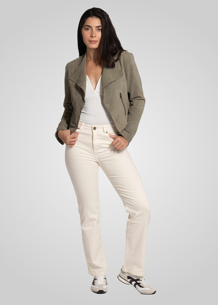 ADRIANA- CROPPED ASYMMETRICAL SUEDE JACKET