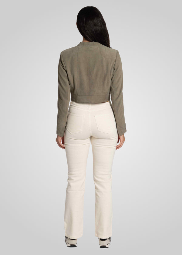 ADRIANA- CROPPED ASYMMETRICAL SUEDE JACKET