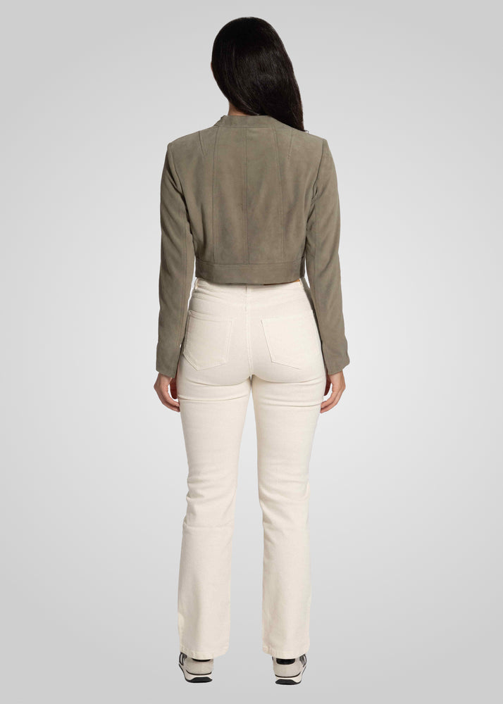 ADRIANA- CROPPED ASYMMETRICAL SUEDE JACKET