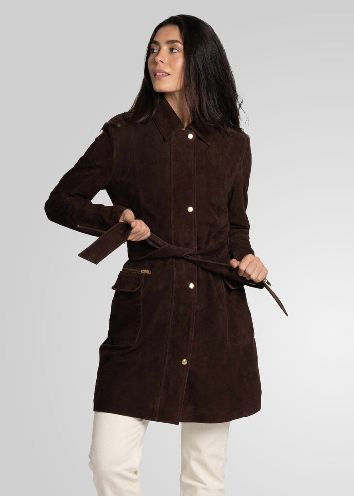 EVI -  KNEE LENGTH SUEDE TRENCH
