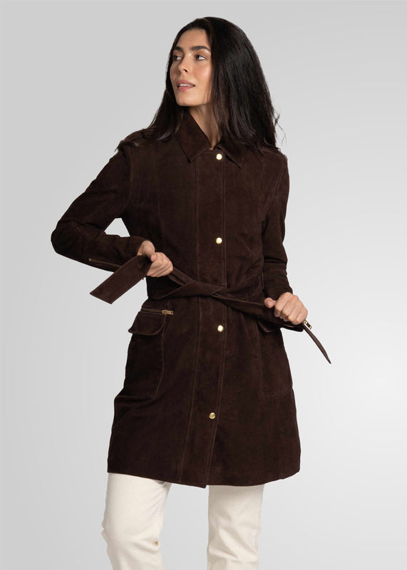 EVI -  KNEE LENGTH SUEDE TRENCH