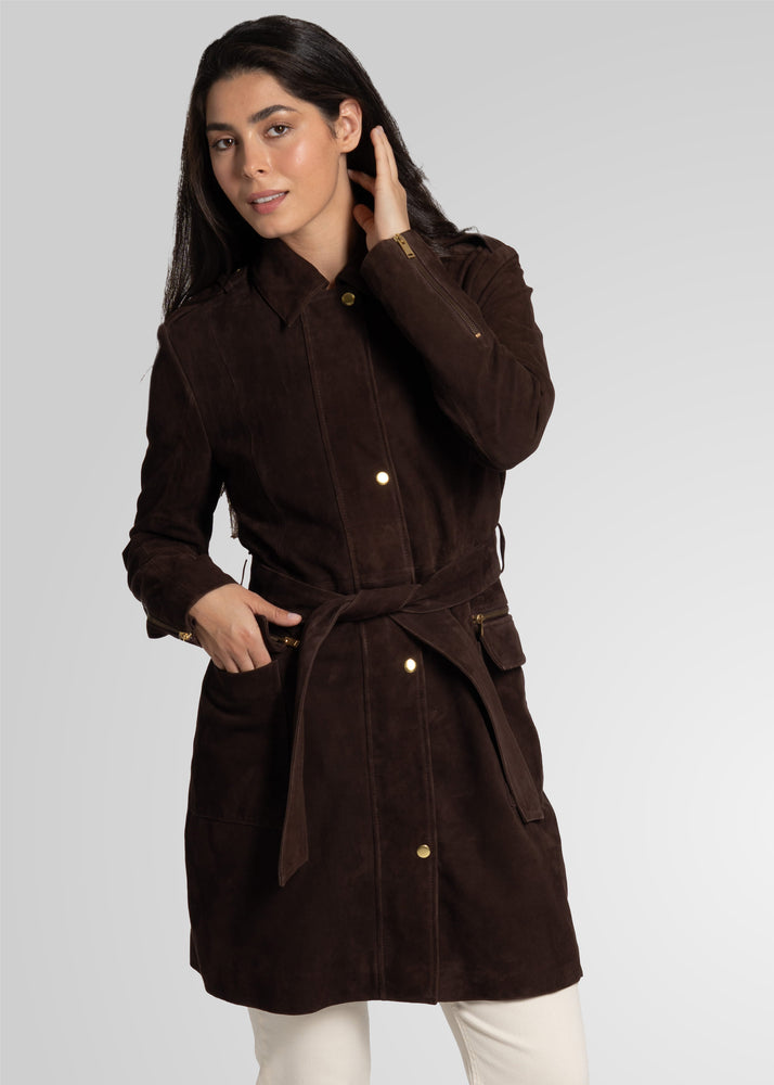 EVI -  KNEE LENGTH SUEDE TRENCH