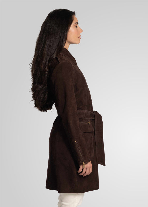 EVI -  KNEE LENGTH SUEDE TRENCH