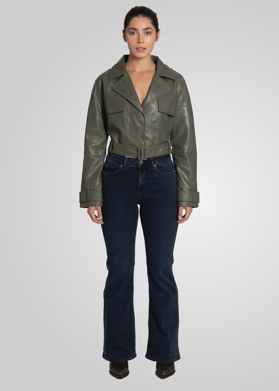 ROMIE - CROPPED TRENCH BIKER