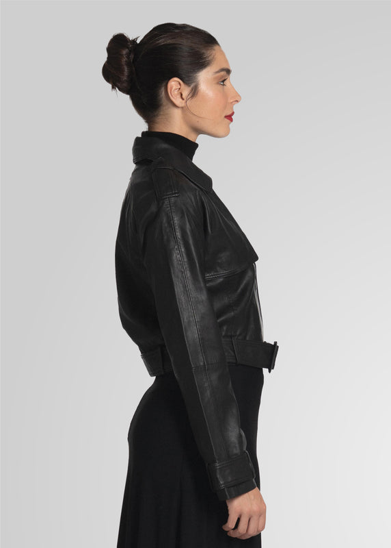 ROMIE - CROPPED TRENCH BIKER