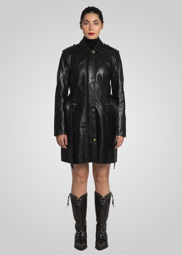 EVI - KNEE LENGTH LEATHER TRENCH
