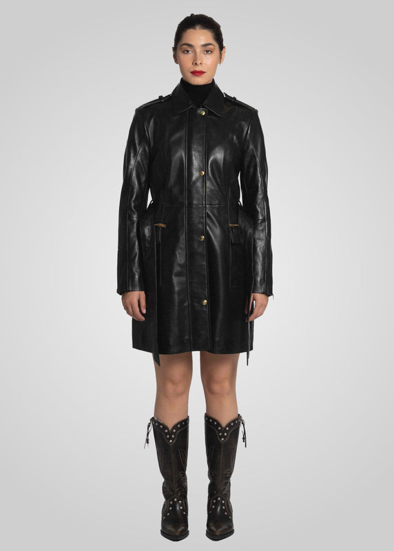 EVI - KNEE LENGTH LEATHER TRENCH