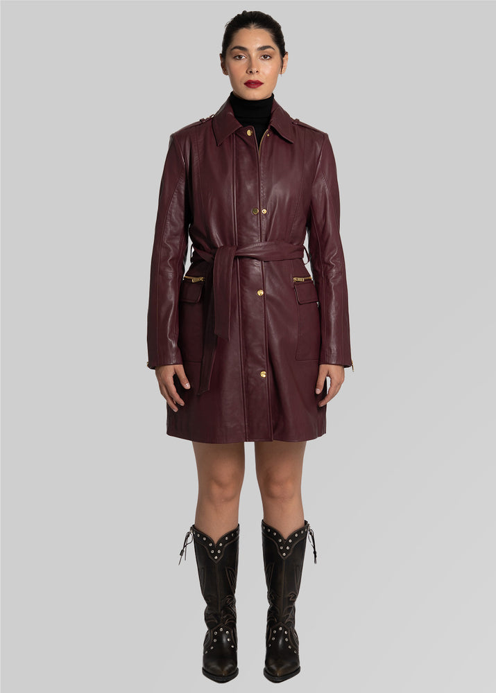 EVI - KNEE LENGTH LEATHER TRENCH