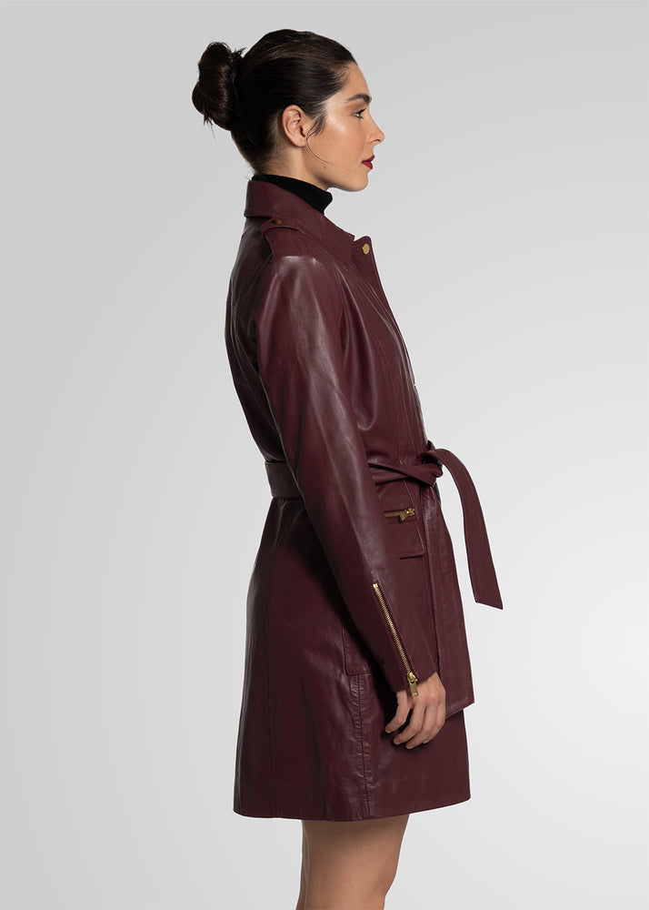 EVI - KNEE LENGTH LEATHER TRENCH