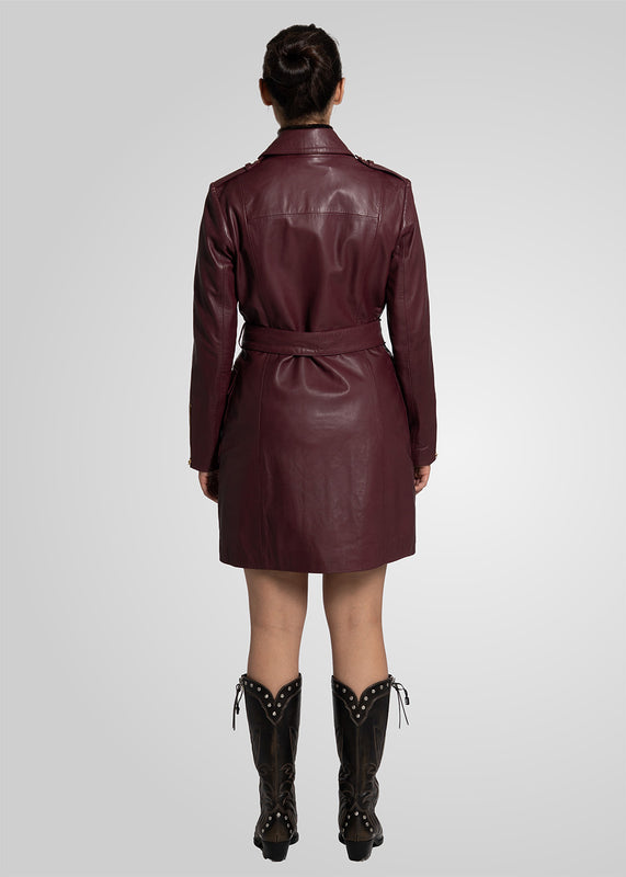 EVI - KNEE LENGTH LEATHER TRENCH