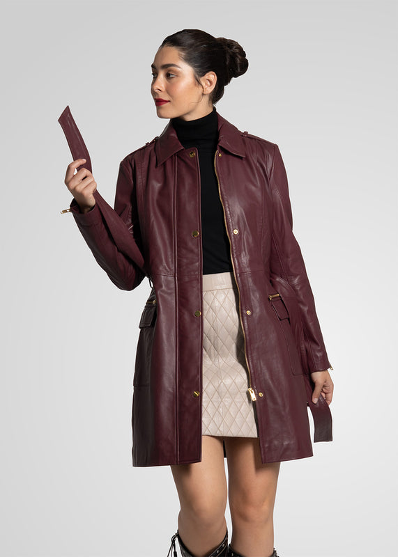 EVI - KNEE LENGTH LEATHER TRENCH