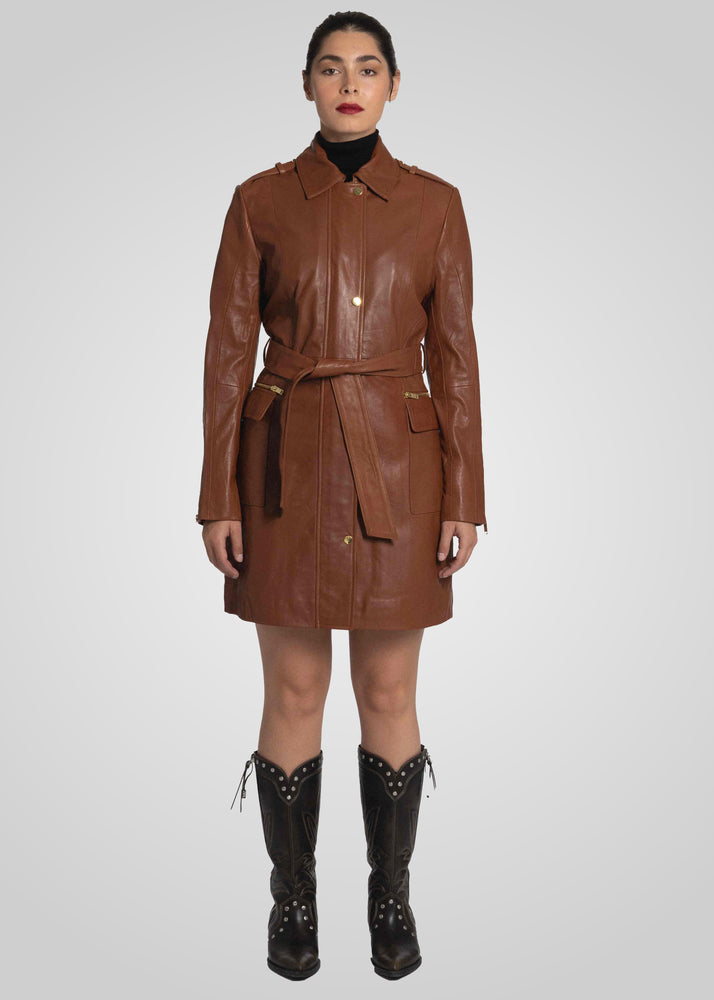 EVI - KNEE LENGTH LEATHER TRENCH