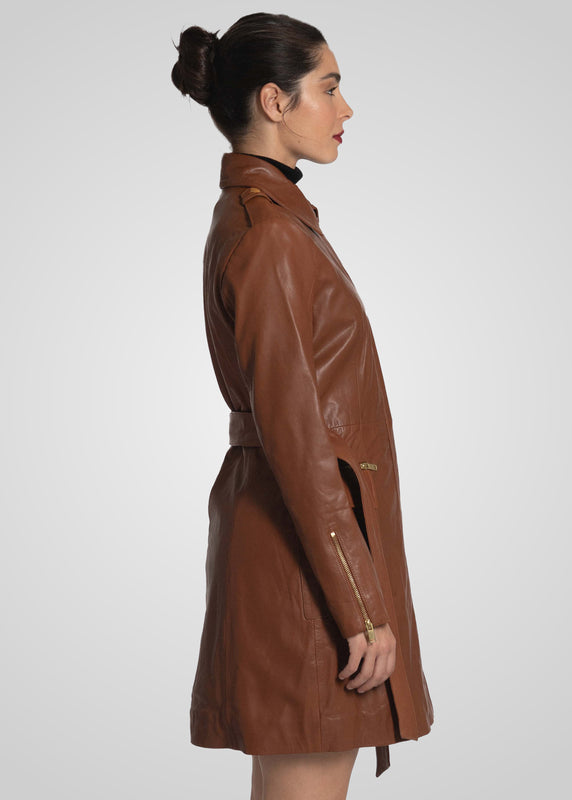 EVI - KNEE LENGTH LEATHER TRENCH